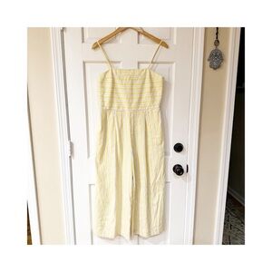 Banana Republic Jumpsuit 4 Linen Wide Leg Nautical Coastal Striped Adjustable